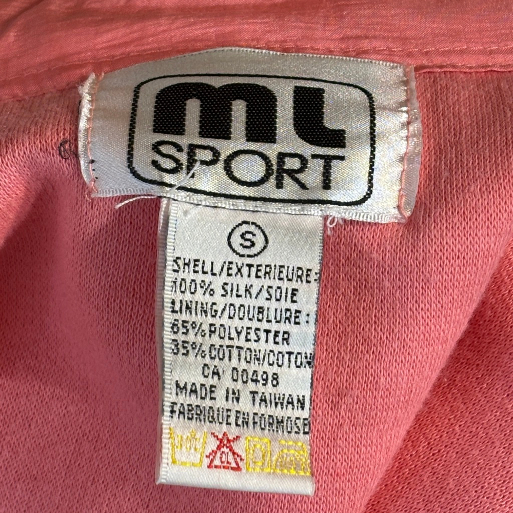 Vintage ML Sport Pink Silk Pullover Jacket Women’s Small Buttons Balletcore - Picture 7 of 8